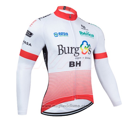 2020 Abbigliamento Ciclismo Burgos BH Bianco e Rosso Manica Lunga e Salopette